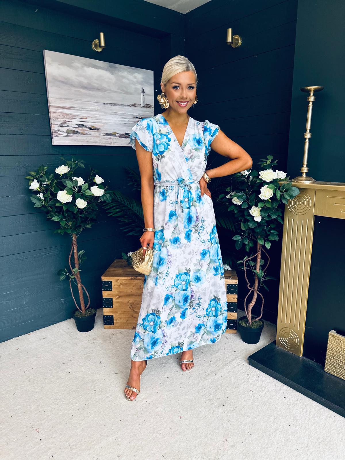 Eimear Printed Midi Dress Floral Blue