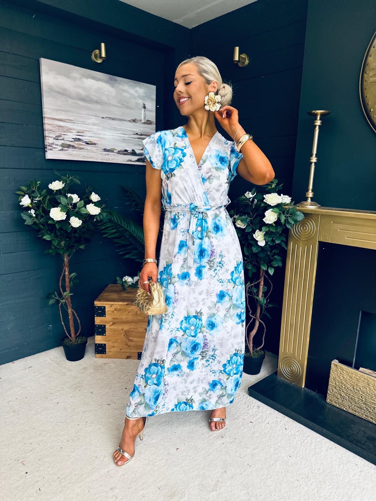 Eimear Printed Midi Dress Floral Blue