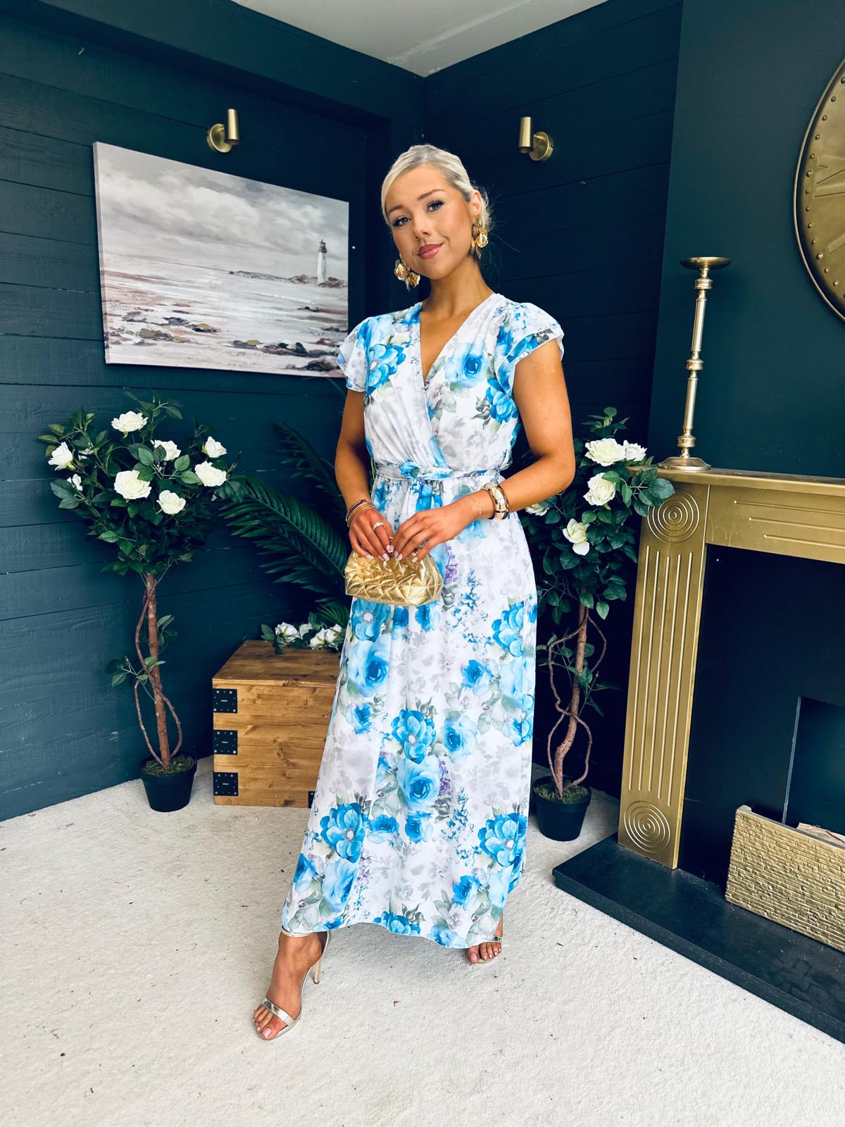 Eimear Printed Midi Dress Floral Blue