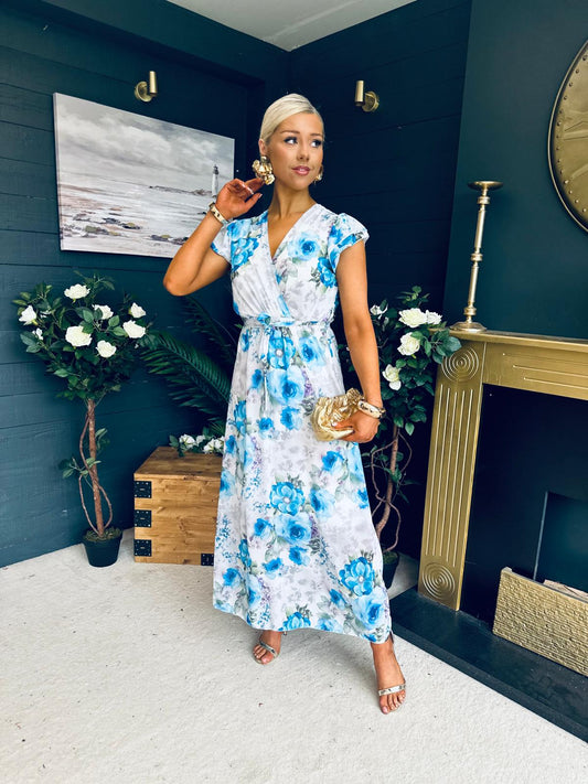 Eimear Printed Midi Dress Floral Blue