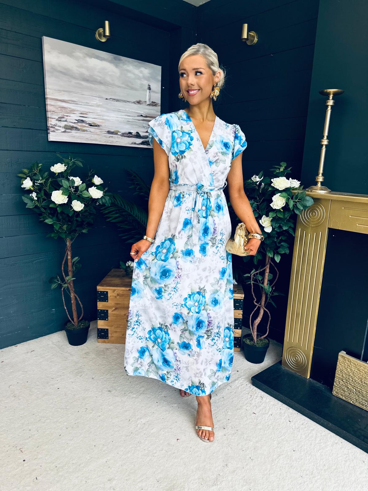 Eimear Printed Midi Dress Floral Blue