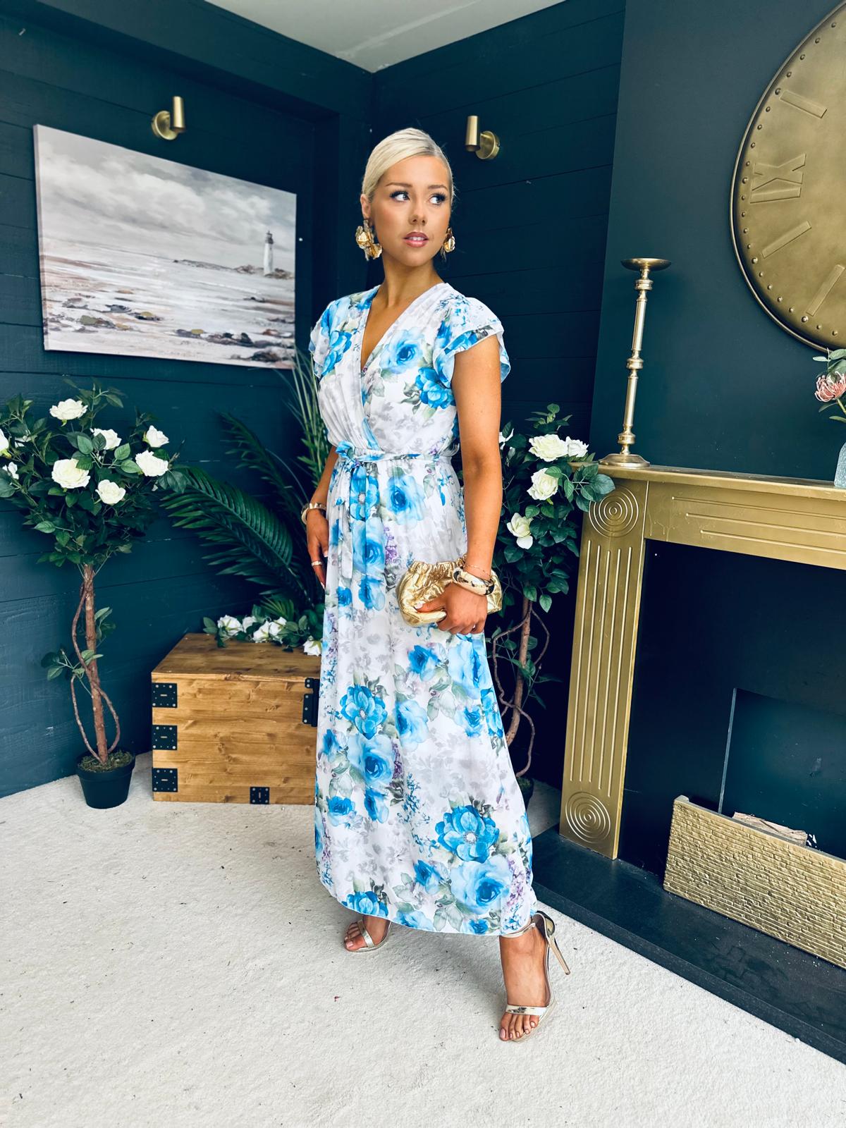 Eimear Printed Midi Dress Floral Blue