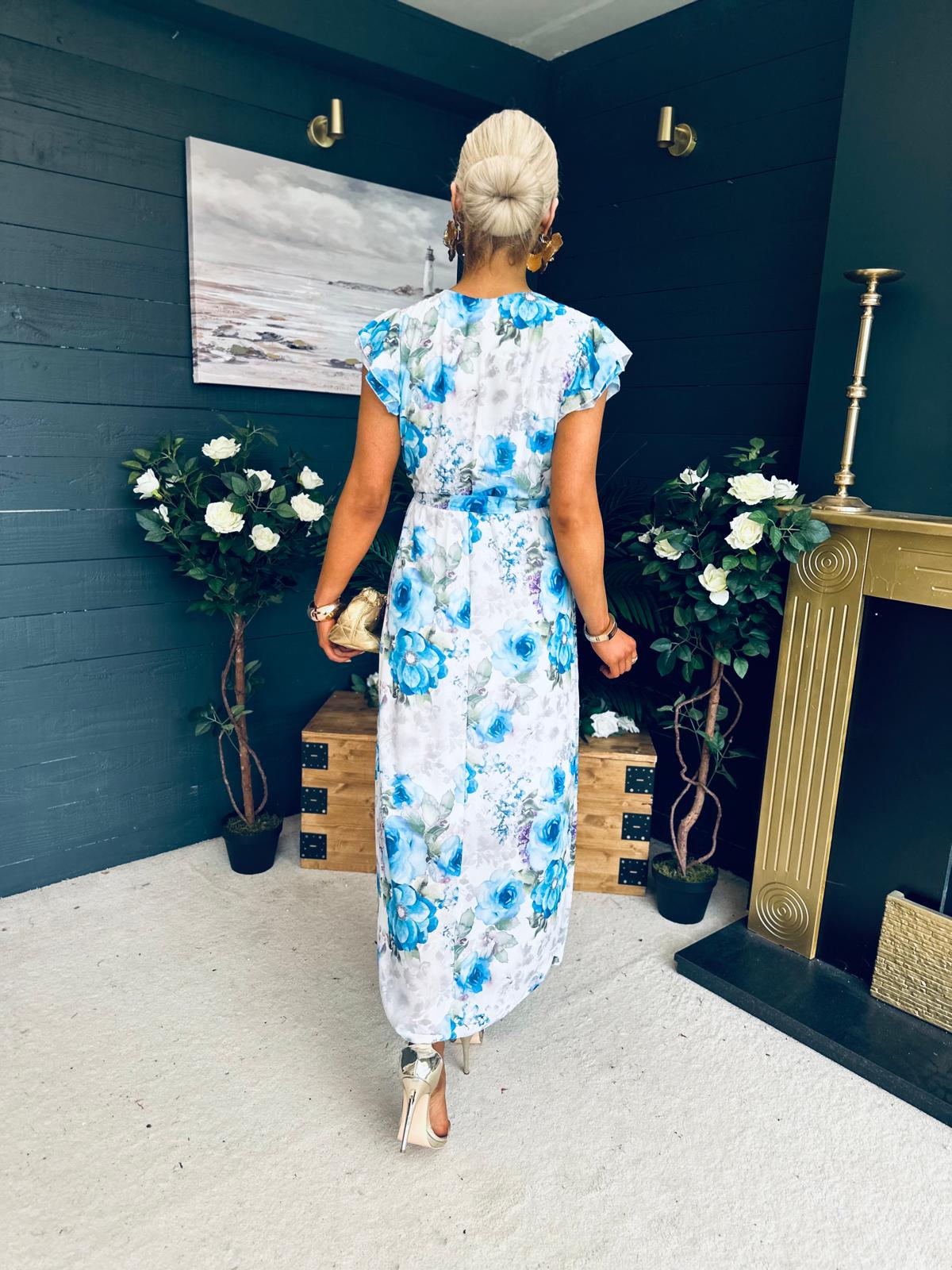 Eimear Printed Midi Dress Floral Blue