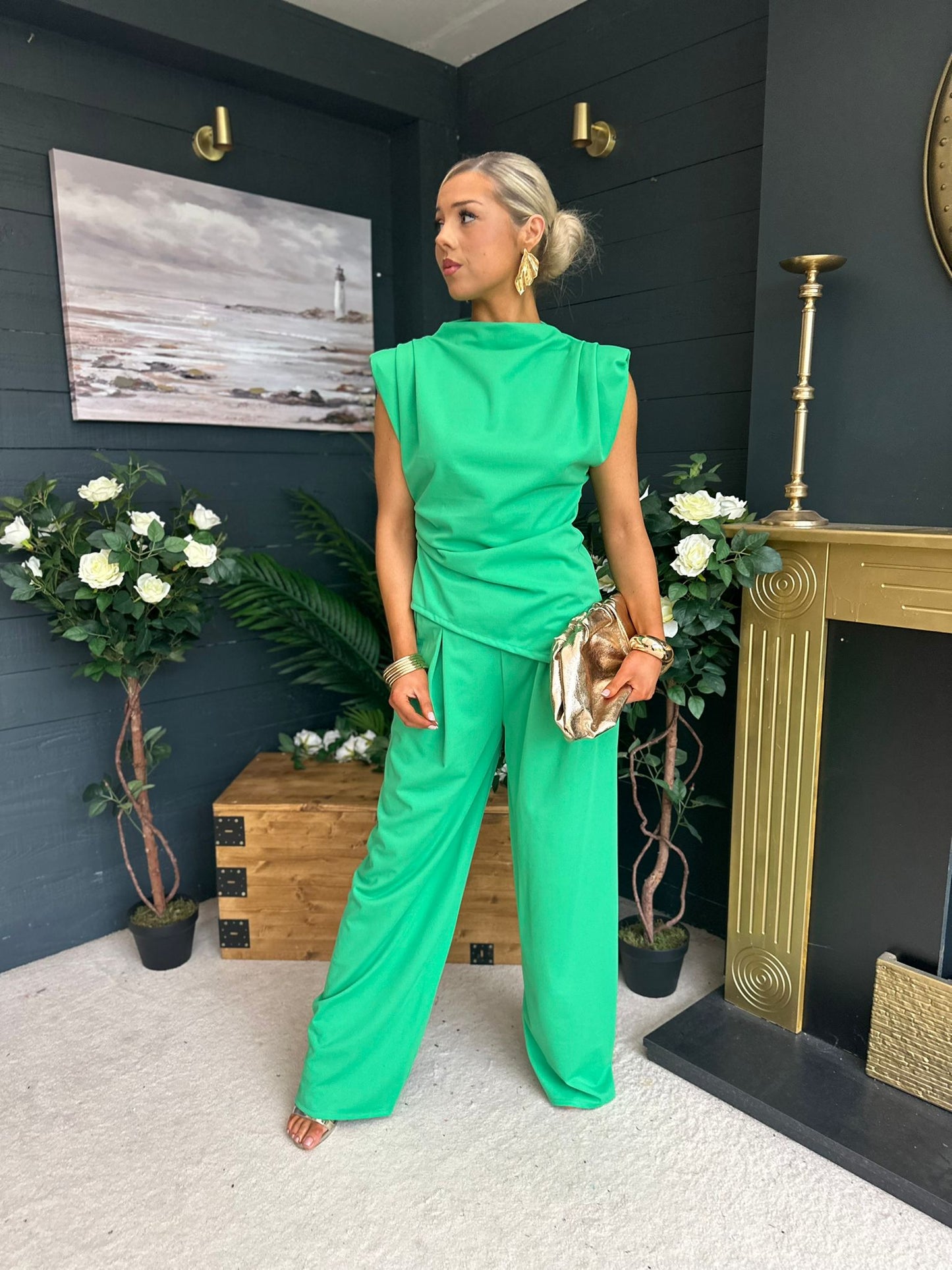 Morgan Top And Trouser Set Green