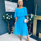 Doireann Cape Detail Occasion Dress Cyan