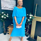 Doireann Cape Detail Occasion Dress Cyan