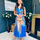 Naoise Pleated Midi Dress Blue