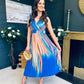 Naoise Pleated Midi Dress Blue