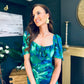Dove Ruched Detail Midi Dress In Green Floral