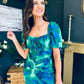 Dove Ruched Detail Midi Dress In Green Floral