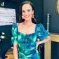 Dove Ruched Detail Midi Dress In Green Floral