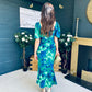 Dove Ruched Detail Midi Dress In Green Floral