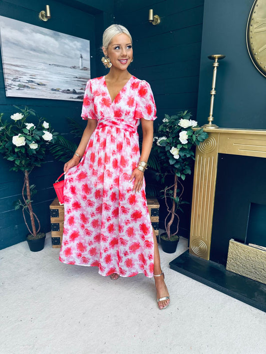 Jamie Banded Midi Dress Rouge