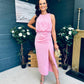 Lydia Ruched Midi Dress Pwr Pink