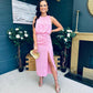 Lydia Ruched Midi Dress Pwr Pink