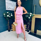 Lydia Ruched Midi Dress Pwr Pink