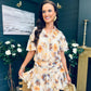 Catalina Detailed Mini Dress Floral Yellow
