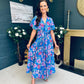Mairead Banded Midi Dress Blue