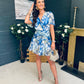Tina Banded Mini Dress Floral Blue