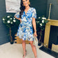 Tina Banded Mini Dress Floral Blue