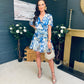 Tina Banded Mini Dress Floral Blue
