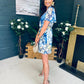 Tina Banded Mini Dress Floral Blue