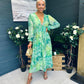 Brianna Banded Midi Dress Floral Green