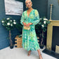 Brianna Banded Midi Dress Floral Green