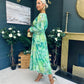 Brianna Banded Midi Dress Floral Green