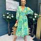 Brianna Banded Midi Dress Floral Green