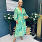 Brianna Banded Midi Dress Floral Green