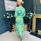 Brianna Banded Midi Dress Floral Green