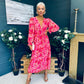 Brianna Banded Midi Dress Floral Pink
