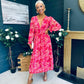 Brianna Banded Midi Dress Floral Pink