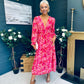 Brianna Banded Midi Dress Floral Pink