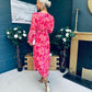 Brianna Banded Midi Dress Floral Pink