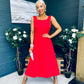 Roz Pearl Bow Detail Midi Dress Red
