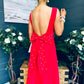 Roz Pearl Bow Detail Midi Dress Red