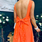 Roz Pearl Bow Detail Midi Dress Orange