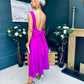 Roz Pearl Bow Detail Midi Dress Orchid