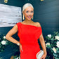 Ella One Shoulder Midi Dress Morange