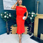 Ella One Shoulder Midi Dress Morange