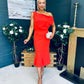 Ella One Shoulder Midi Dress Morange