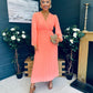 Blaire Banded Midi Dress Peach
