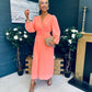 Blaire Banded Midi Dress Peach