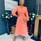 Blaire Banded Midi Dress Peach