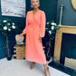 Blaire Banded Midi Dress Peach