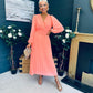 Blaire Banded Midi Dress Peach