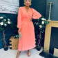Blaire Banded Midi Dress Peach