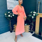 Blaire Banded Midi Dress Peach